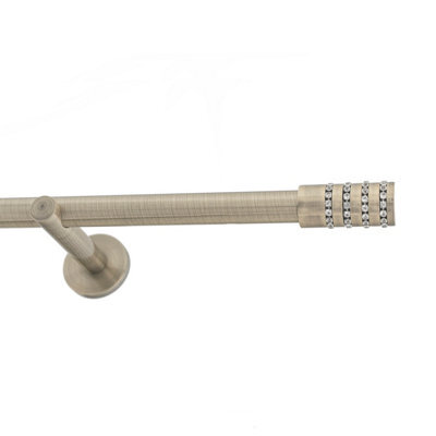Toolty Antique Brass Metal Curtain Pole 19mm With Finials Rod Modern Brackets Roseti 390Cm