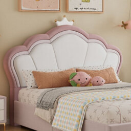 Merax 4Ft6 Double Bed 135X190 Cm, Velvet Upholstered Hydraulic Storage Bed With Crown Headboard, Pink - thumbnail 4