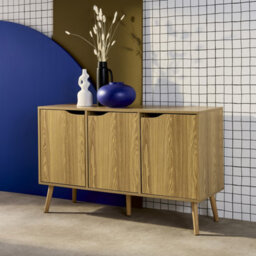 Sweeek - 120Cm Walnut-Effect Sideboard With 3 Doors And 3 Shelves Ash Effect 120X39X73.5 Cm - Nepal - thumbnail 5