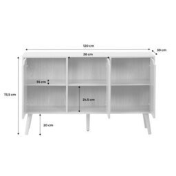 Sweeek - 120Cm Walnut-Effect Sideboard With 3 Doors And 3 Shelves Ash Effect 120X39X73.5 Cm - Nepal - thumbnail 7