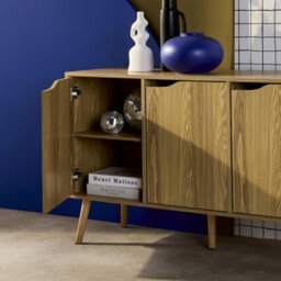 Sweeek - 120Cm Walnut-Effect Sideboard With 3 Doors And 3 Shelves Ash Effect 120X39X73.5 Cm - Nepal - thumbnail 6