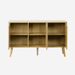 Sweeek - 120Cm Walnut-Effect Sideboard With 3 Doors And 3 Shelves Ash Effect 120X39X73.5 Cm - Nepal - thumbnail 2