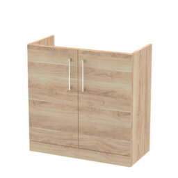 Nuie Hudson Reed Arno Floor Standing Vanity Unit, Durable 2 Soft Close Door Bathroom Sink Vanity Unit With Shelf In Bleached Oak, 800mm - thumbnail 1