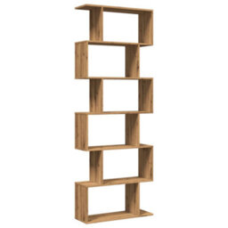 Berkfield Room Divider Bookcase 6-Tier Artisan Oak 70X24X193 Cm Engineered Wood - thumbnail 7