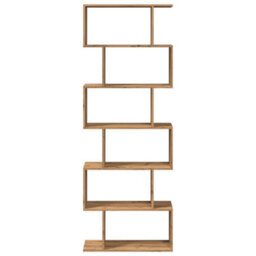 Berkfield Room Divider Bookcase 6-Tier Artisan Oak 70X24X193 Cm Engineered Wood - thumbnail 5