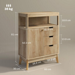 Homcom Modern Sideboard Storage Cabinet For Living Room Dining Room Bedroom - thumbnail 3