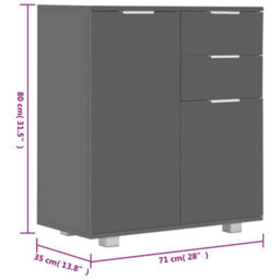 Vidaxl Sideboard High Gloss Grey 71X35X80 Cm Engineered Wood - thumbnail 9