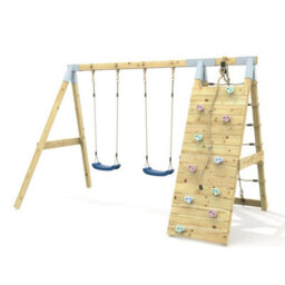 Rebo Premium Double Garden Swing With Up And Over Wall For Kids - Navy Blue - thumbnail 1
