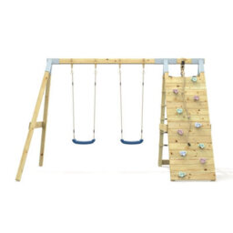 Rebo Premium Double Garden Swing With Up And Over Wall For Kids - Navy Blue - thumbnail 2