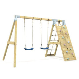 Rebo Premium Double Garden Swing With Up And Over Wall For Kids - Navy Blue - thumbnail 4