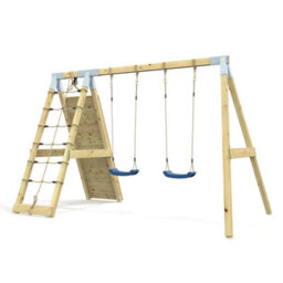 Rebo Premium Double Garden Swing With Up And Over Wall For Kids - Navy Blue - thumbnail 5