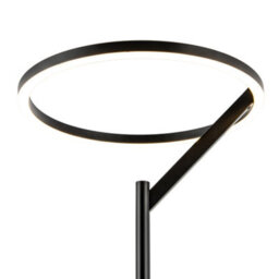 Happy Homewares Designer Floor Lamp In Matte Black With Large Led Halo Light Ring - thumbnail 3