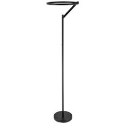 Happy Homewares Designer Floor Lamp In Matte Black With Large Led Halo Light Ring - thumbnail 5