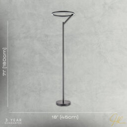 Happy Homewares Designer Floor Lamp In Matte Black With Large Led Halo Light Ring - thumbnail 7
