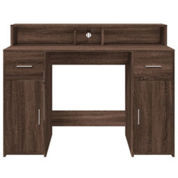 Berkfield Desk With Led Lights Brown Oak 120X55X91 Cm Engineered Wood - thumbnail 6