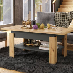 Heze Furniture Runa 2 In 1 Extending Coffee / Dining Table 130-170Cm - Artisan Oak / Anthracite
