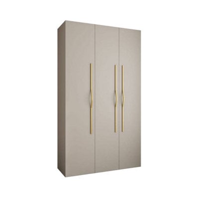 Arte Elegant Cashmere Como 3 Hinged Door Wardrobe H2460mm W1400mm D500mm, Three Doors, Eleven Shelves, Two Hanging Rails, Gold Handles - image 1