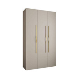 Arte Elegant Cashmere Como 3 Hinged Door Wardrobe H2460mm W1400mm D500mm, Three Doors, Eleven Shelves, Two Hanging Rails, Gold Handles - thumbnail 1