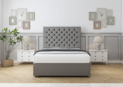 "Comfort Winslow Pewter Tweed Divan Bed Base 2 Drawers Same Side - 26"" Strutted  3' Single" - image 1