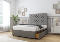"Comfort Winslow Pewter Tweed Divan Bed Base 2 Drawers Same Side - 26"" Strutted  3' Single" - thumbnail 5