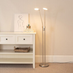 Valuelights Beata Brushed Chrome Integrated Led 2 Way Floor Lamp