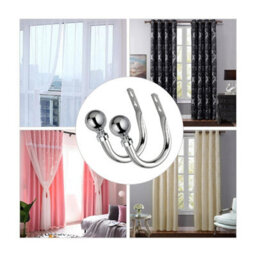 Oxford Homeware Satin Chrome Effect Curtain Hold Back With Metal Ball Finials Heavy Duty Durable Wall Tie Backs Pair - thumbnail 8