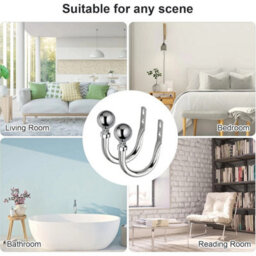 Oxford Homeware Satin Chrome Effect Curtain Hold Back With Metal Ball Finials Heavy Duty Durable Wall Tie Backs Pair - thumbnail 7