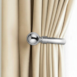 Oxford Homeware Satin Chrome Effect Curtain Hold Back With Metal Ball Finials Heavy Duty Durable Wall Tie Backs Pair - thumbnail 5