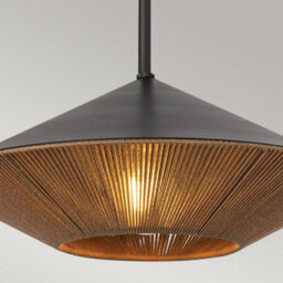 Luminosa Lighting Elstead Alora Mood Daphne Dome Pendant Ceiling Light Contemporary Matt Black, Natural 1X E27 - thumbnail 2