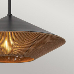 Luminosa Lighting Elstead Alora Mood Daphne Dome Pendant Ceiling Light Contemporary Matt Black, Natural 1X E27 - thumbnail 5