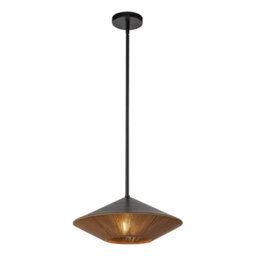 Luminosa Lighting Elstead Alora Mood Daphne Dome Pendant Ceiling Light Contemporary Matt Black, Natural 1X E27 - thumbnail 1