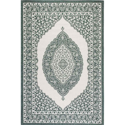 The Rugs Gemini Reversible Indoor & Outdoor Rug Polypropylene Medallion Rug In Green - image 1