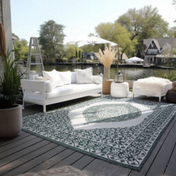 The Rugs Gemini Reversible Indoor & Outdoor Rug Polypropylene Medallion Rug In Green - thumbnail 7