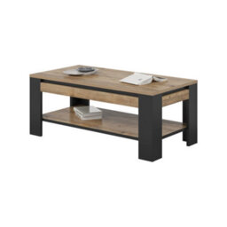 Arte Tudor Coffee Table 120Cm - Oak Sandal & Black Modern With Bold Contrast And Lower Shelf For Stylish Living Room Storage - thumbnail 2