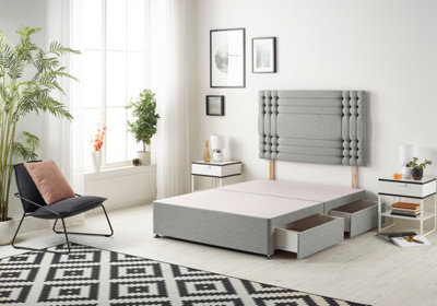 Somnior Beds Somnior Flexby Tweed Grey Divan Bed Base With 2 Drawers And Headboard - Super King - image 1