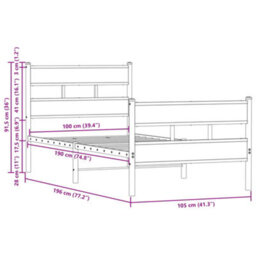 Berkfield Bed Frame Without Mattress With Headboard And Footboard 100X190 Cm - thumbnail 9