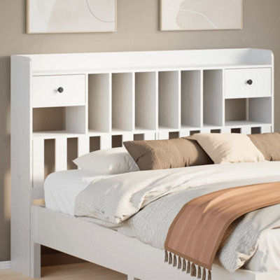 Berkfield Headboard With Storage White 160 Cm Solid Wood Pine - image 1