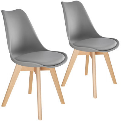 Tectake Set Of 2 Dining Chair Frederikke With Padded Seat, Ergonomic Shape, And Wooden Legs  - Grey - image 1