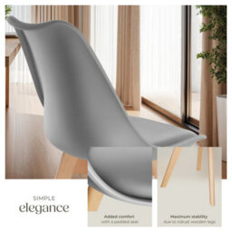 Tectake Set Of 2 Dining Chair Frederikke With Padded Seat, Ergonomic Shape, And Wooden Legs  - Grey - thumbnail 4