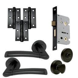 UAP Limited Uap Falcon Internal Door Handles Pair With Complete Bathroom Pack In Metal Grey - thumbnail 1