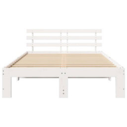 Berkfield White Pine Bed Frame White Solid Wood 140 X 190 Cm Durable - thumbnail 6