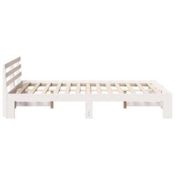 Berkfield White Pine Bed Frame White Solid Wood 140 X 190 Cm Durable - thumbnail 7