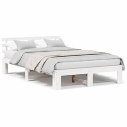 Berkfield White Pine Bed Frame White Solid Wood 140 X 190 Cm Durable - thumbnail 4