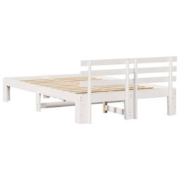 Berkfield White Pine Bed Frame White Solid Wood 140 X 190 Cm Durable - thumbnail 8