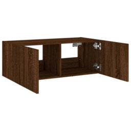 Berkfield Tv Wall Cabinet With Led Lights Brown Oak 80X35X31 Cm - thumbnail 8