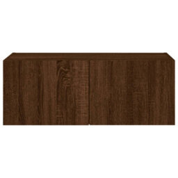 Berkfield Tv Wall Cabinet With Led Lights Brown Oak 80X35X31 Cm - thumbnail 9