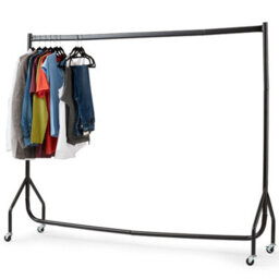 House Of Home Heavy Duty Black Metal 5Ft Long X 5Ft Tall Quality Clothes Rail With Wheels - thumbnail 4