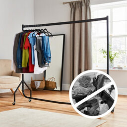 House Of Home Heavy Duty Black Metal 5Ft Long X 5Ft Tall Quality Clothes Rail With Wheels - thumbnail 7