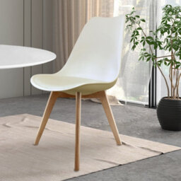 Fusion Living Soho Vanilla Plastic Dining Chair With Squared Light Wood Legs - thumbnail 2