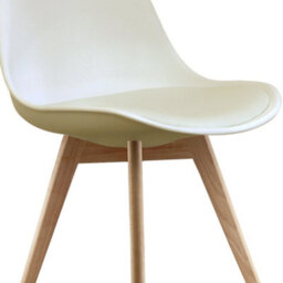 Fusion Living Soho Vanilla Plastic Dining Chair With Squared Light Wood Legs - thumbnail 3